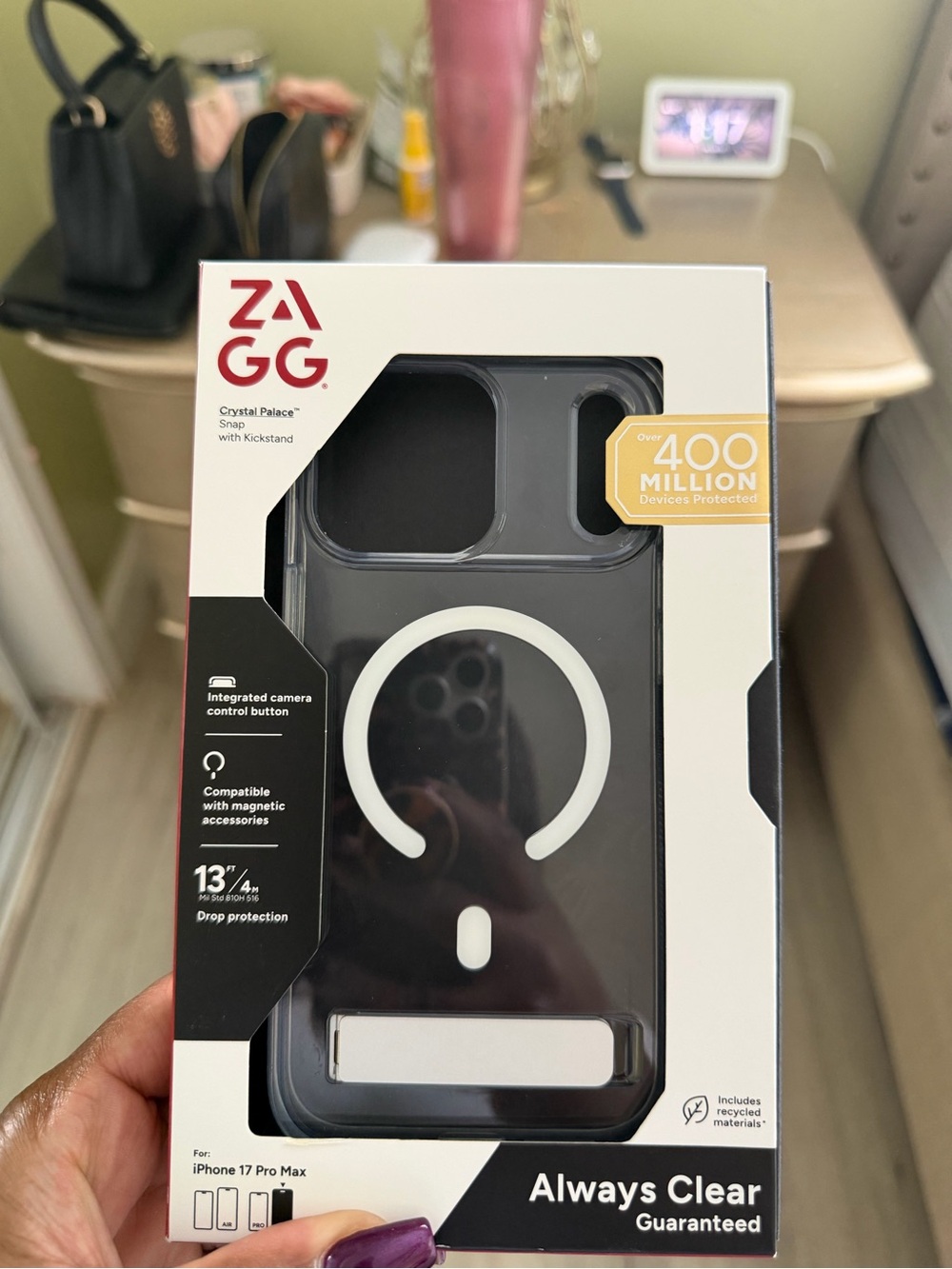 ZAGG Clear Snap Case with White MagSafe Ring for iPhone 17 Pro Max